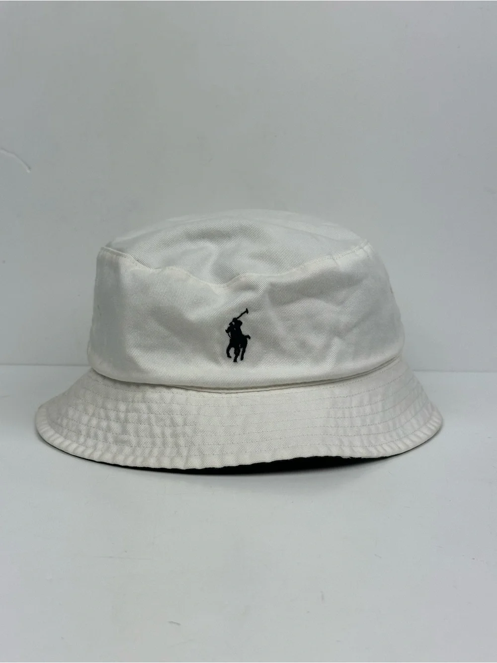 Polo by Ralph Lauren Reversible Cream Bucket Hat with Black Polo Player Logo
